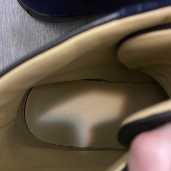 Hermes Jimmy Blue Suede High Tops Sneakers Size 11 - Picture 5 of 16